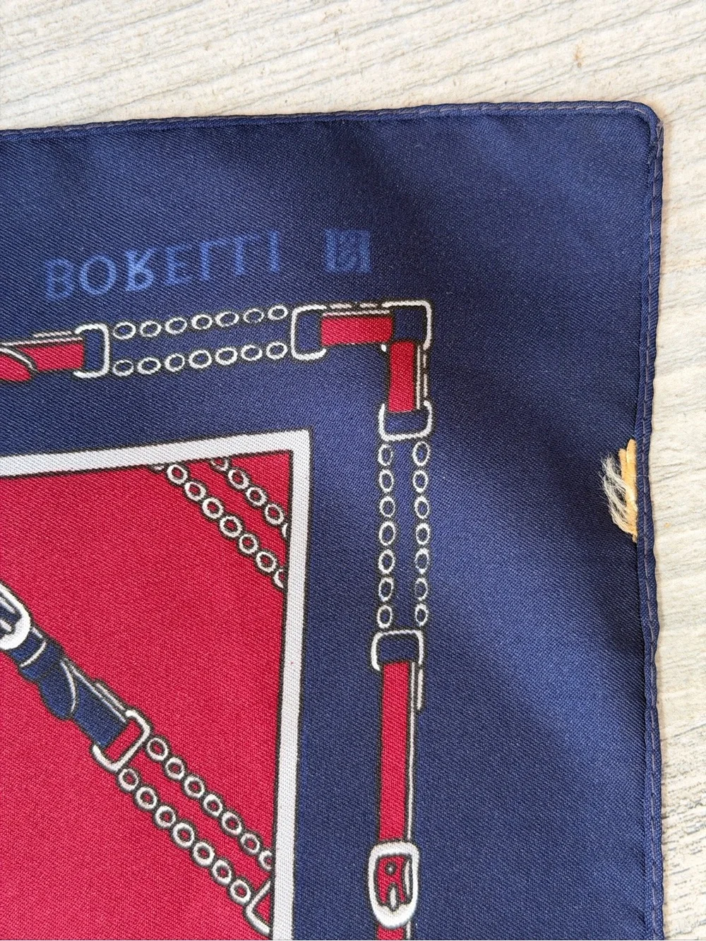 Borelli Vintage 80’s Italy Womens Equestrian Chain Belt Derby Design Scarf